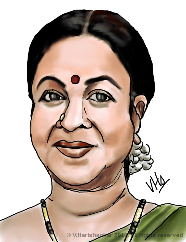 Portrait caricature of Radhikaa Sarathkumar