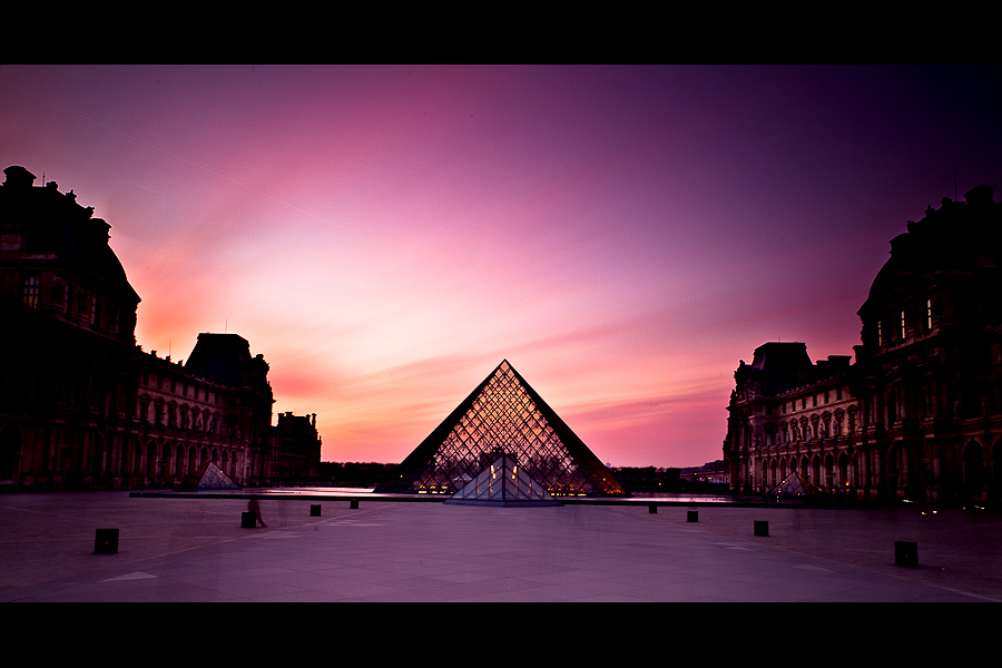 sunset on the louvre