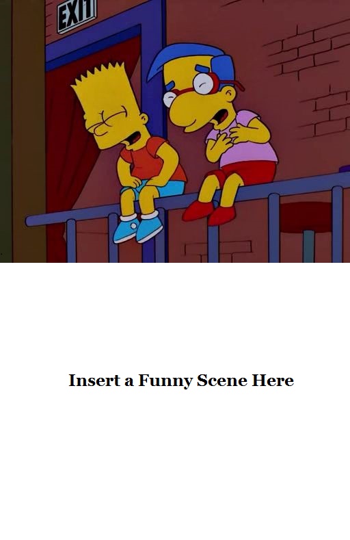 Bart and Milhouse laughing at a blank meme