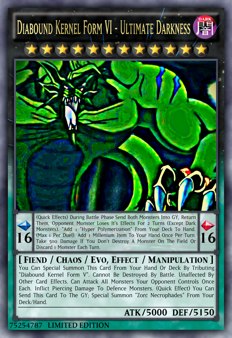 Diabound Kernel Form VI - Ultimate Darkness by CardsToPrintYugioh on DeviantArt Diabound Kernel Form VI - Ultimate Darkness by CardsToPrintYugioh on DeviantArt