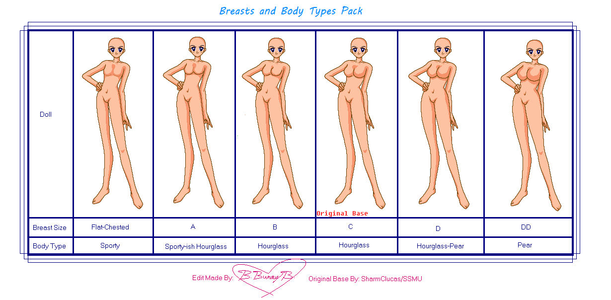 Body Types and Breast Sizes Base by BubblyBunnyBash on DeviantArt
