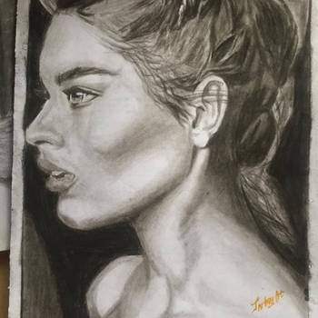 Woman charcoal portrait drawing 2017 ii
