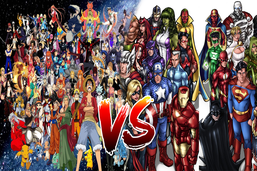 dc vs marvel in anime stile