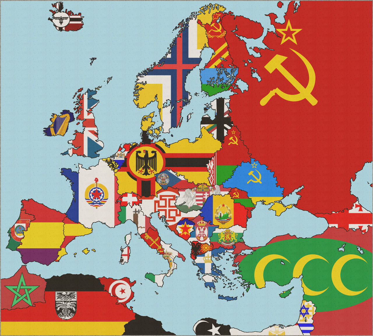 Флаги стран истории. Карта Европы СССР С флагами. Альтернативный флаг Европы.