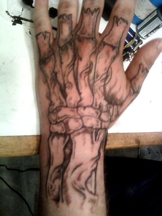 Skeleton Hand Tattoo   Skeleton hand tattoo, Hand tattoos, Hand tattoos for  guys