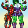 Deadpool and She-Hulk color sketch commission