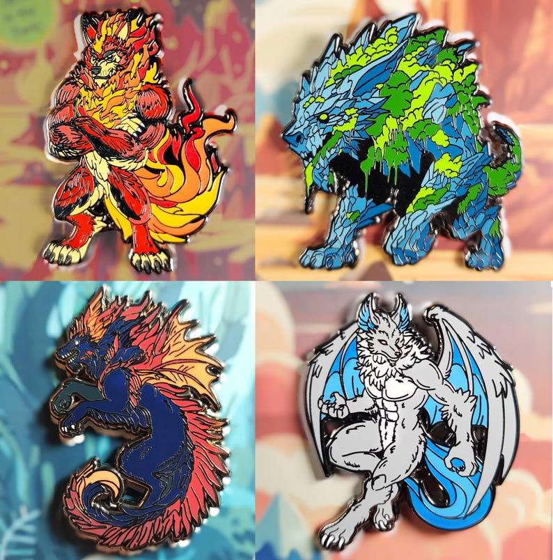 Elemythical Elemental Lycan/Werewolf Pins by OhhSeeDee on DeviantArt
