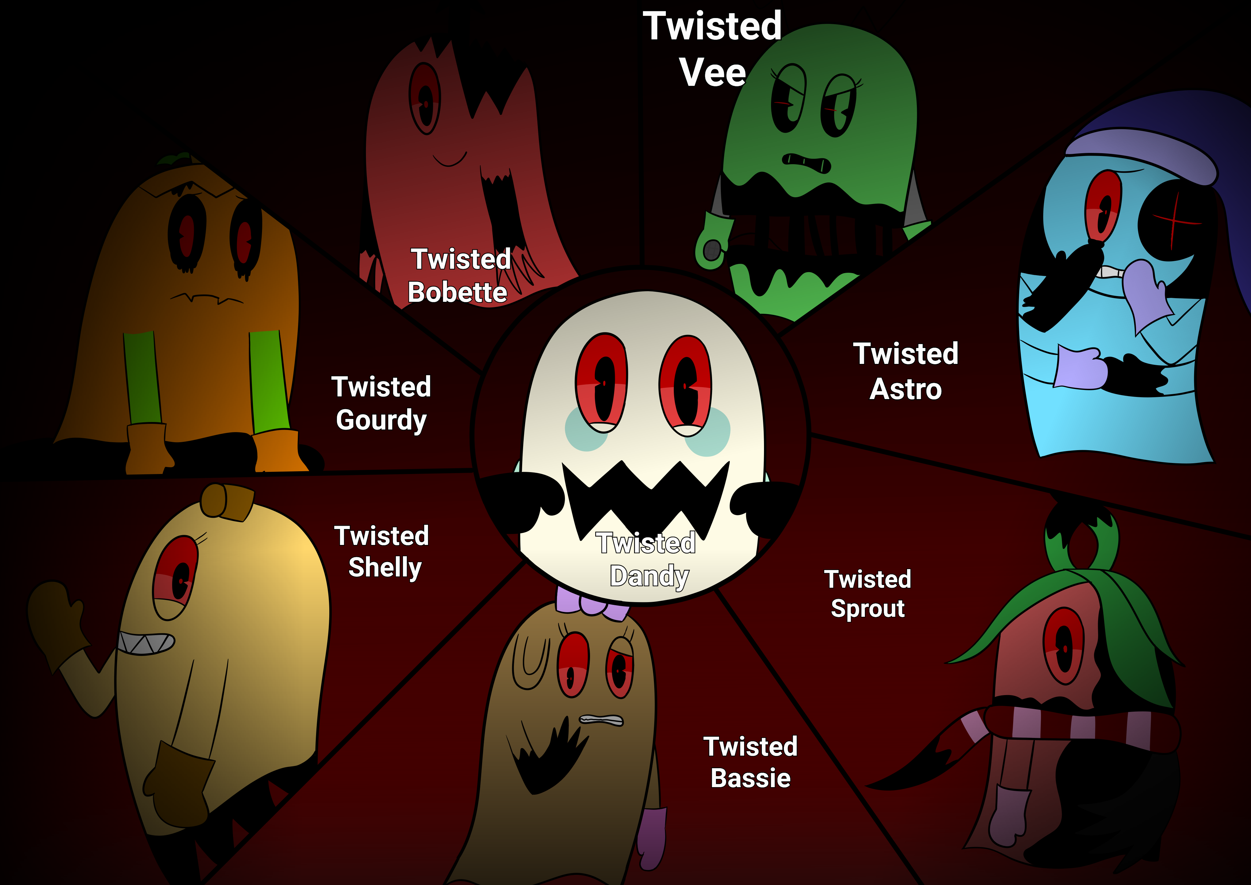 Twisted Main Characters and Dandy in ghost ver.