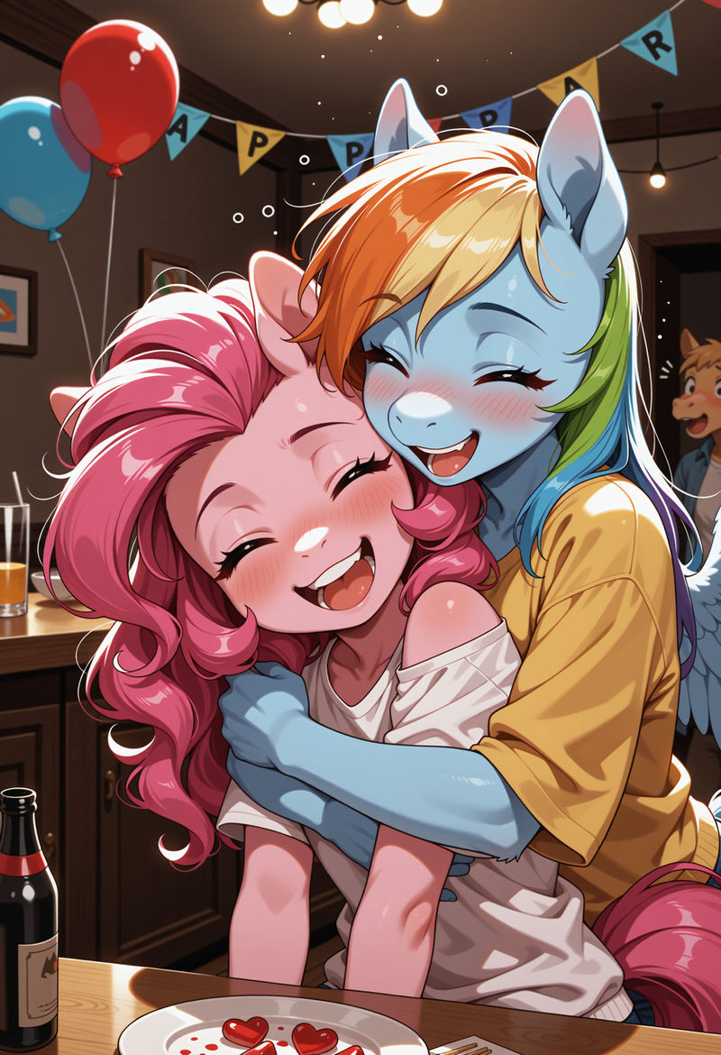 Rainbow Dash Pinkie Pie Party Hug