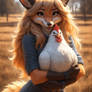 Fox Girl with Rooster