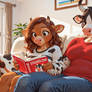 Cow Sisters on Couch