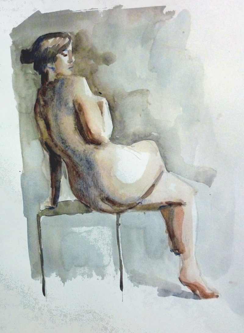 Seated woman - watercolor