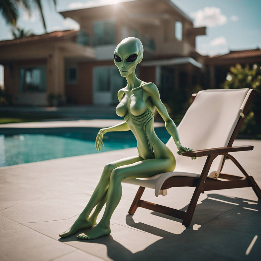 Alien girl at the pool