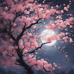 Cherry Blossom In The Moon Light