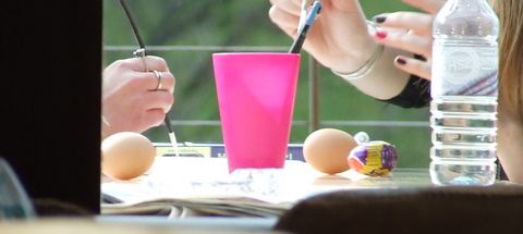 Painting eggs.