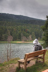 Lonely girl and the lake