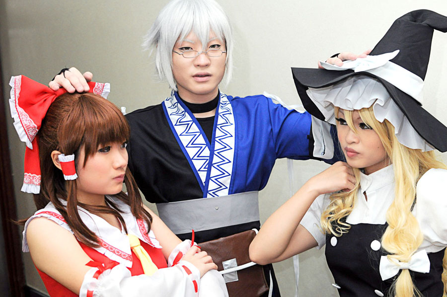 Rinnosuke, Reimu and Marisa