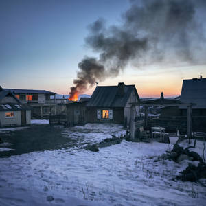 fire in the wooden-house village