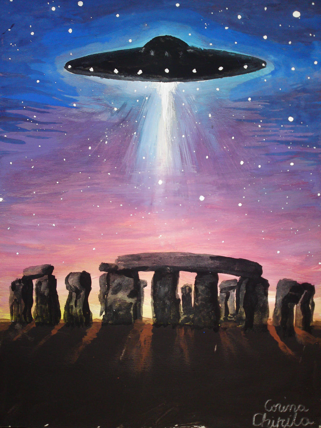 Stonehenge UFO painting