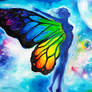 Colorful Butterfly Wings Fantasy Painting