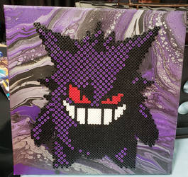 Gengar Perler on Fluid Art Canvas