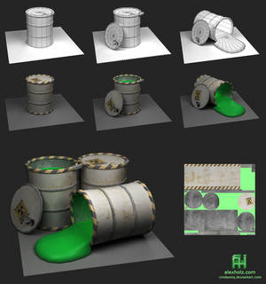 barrels (texture + wireframe)