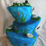 Topsy Turvy Frog Wedding cake