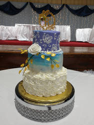 Blue and Purple Buttercream Wedding Cake