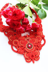 Red Necklace soutache