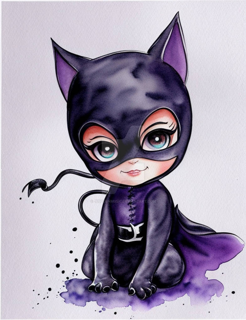 Baby Catwoman Watercolor by justjenmusic on DeviantArt