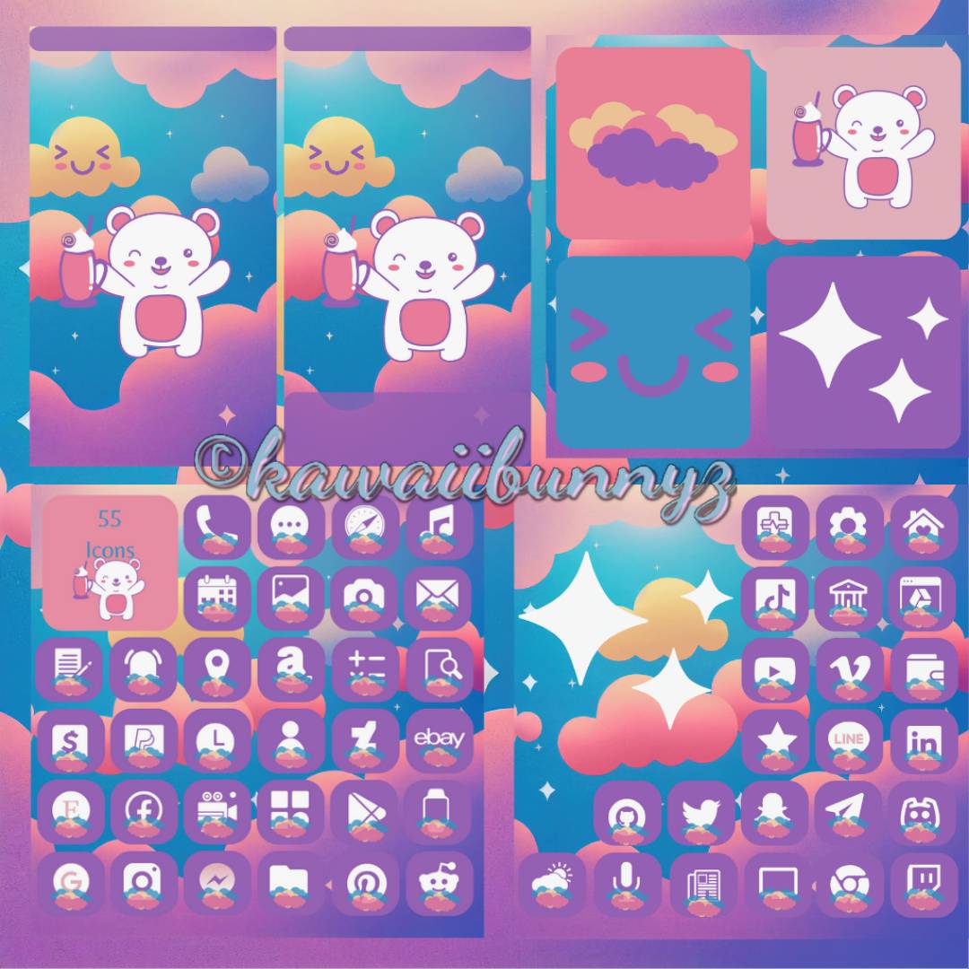 100 Cute Kawaii Cat Ios Icons Pack iPhone Theme App 