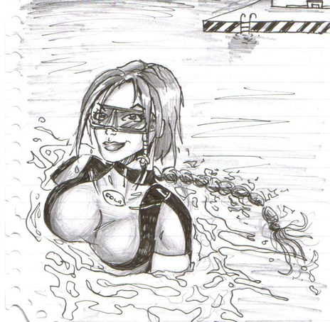 lara croft water sketch