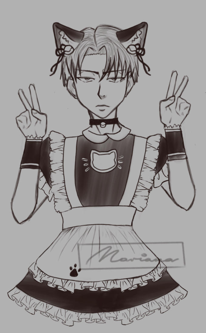 Levi In a maid dress sketch (~_^)b by s1mpy on DeviantArt
