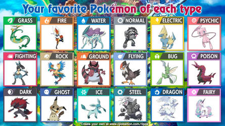 Favorite Pokemon of each Type (OUTDATED!!)