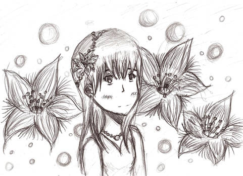 Flowers in manga girl portrait