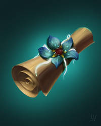 An ancient scroll with a magic flower
