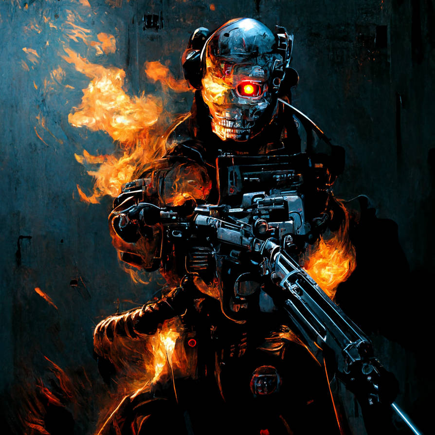 ENDZone604 on fire holding gun terminator special by endzy604 on DeviantArt