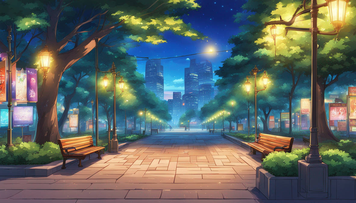 Outside park, with bench and streetlights 2 by Emilylily1423 on DeviantArt