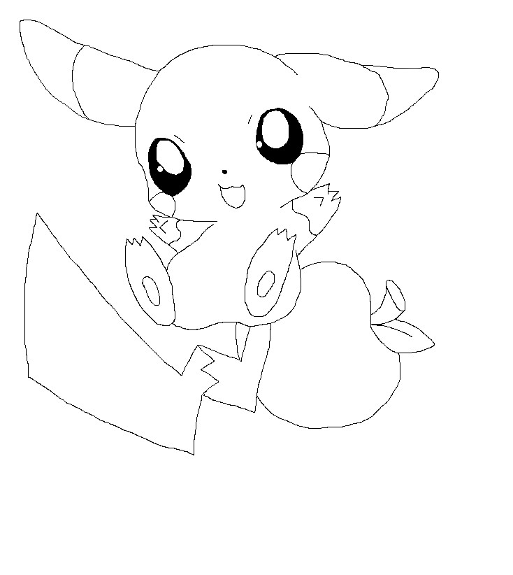 chibi pikachu line art