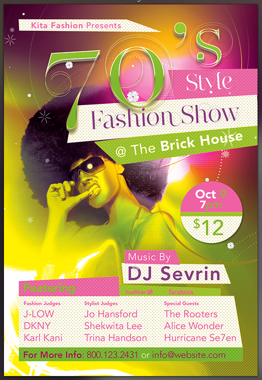 70 S Fashion Show Party Flyer Template By Seraphimchris On
