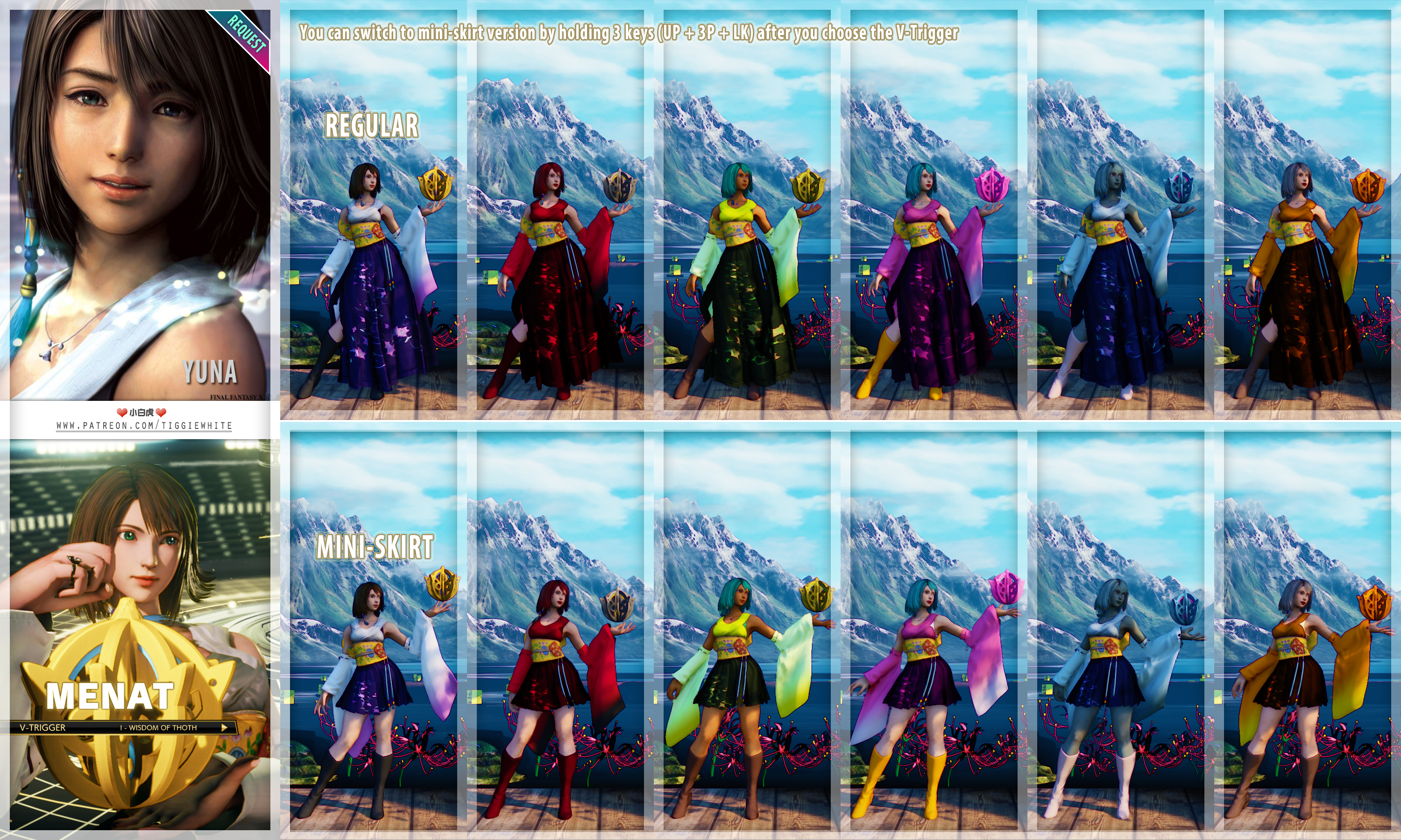 Sfv Req Mod Menat As Yuna Final Fantasy X By Tiggiewhite On Deviantart