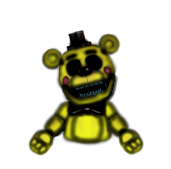Adorable close-up of a smiling golden freddy puppet