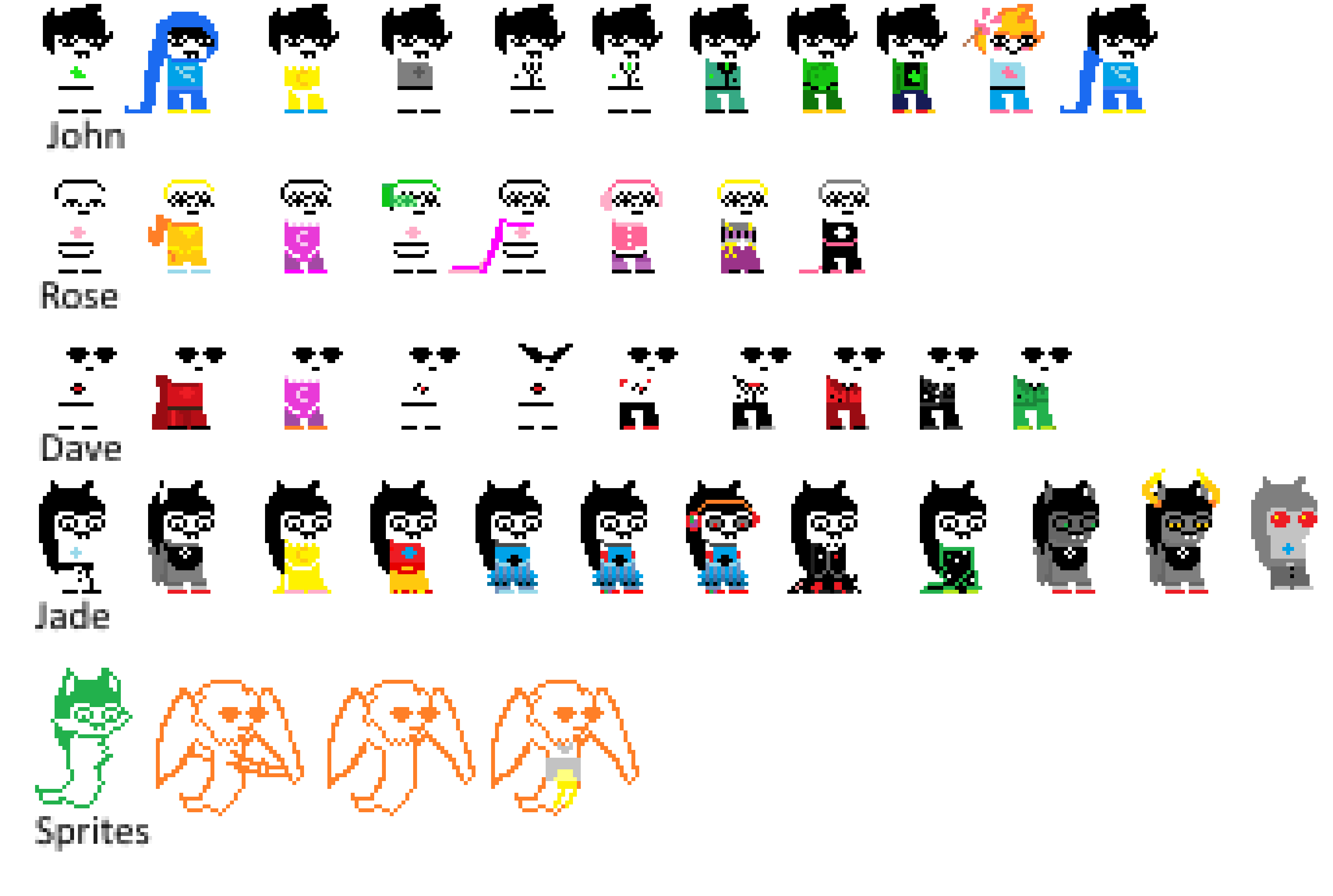 Homestuck Alpha Sprites