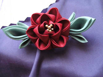 Peony kanzashi barrette