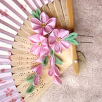 Pink ume trio kanzashi by elblack