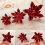 Red starry night kanzashi set