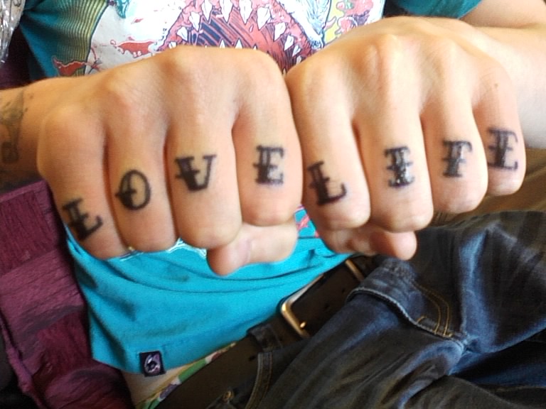 Love Life knuckles tattoo by AmyLou31 on DeviantArt