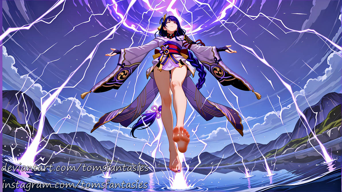 Dynamic Raiden Shogun Poses Raiden Shogun channelling power (desktop) by TomsFantasies on DeviantArt