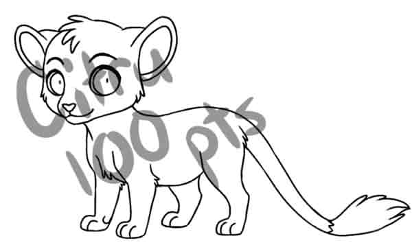 chibi feline line art