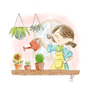 Watering Plants With Lily